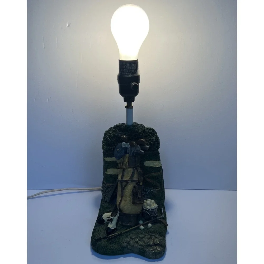 VTG 1993 Figi Graphics Golf Bag Table Desk Lamp Resin Works No Shade